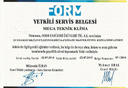 YETKİLİ SERVİS BELGESİ-FORM END. 07.2015